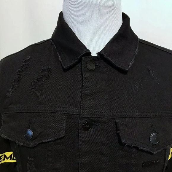 Preme NWOT Black Wash Jean Jacket Men M - Picture 2 of 16